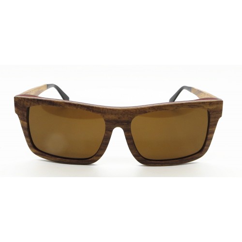 Ready Made Big Frame Pear Wood Sunglasses With Laminated Aluminum IBWA-XB-014