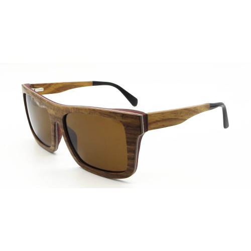 Ready Made Big Frame Pear Wood Sunglasses With Laminated Aluminum IBWA-XB-014