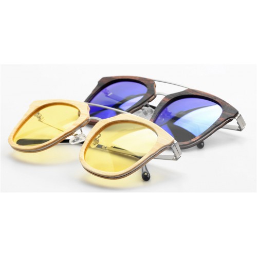 Thin Ebony Wood Sunglasses Metal Temple IBW-GS016B