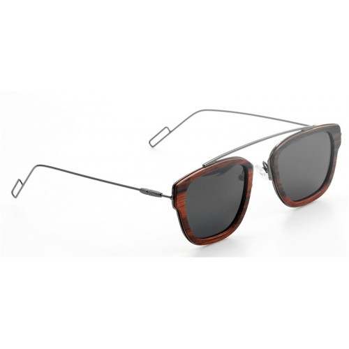 Thin Ebony Wood Sunglasses Metal Temple IBW-GS015B