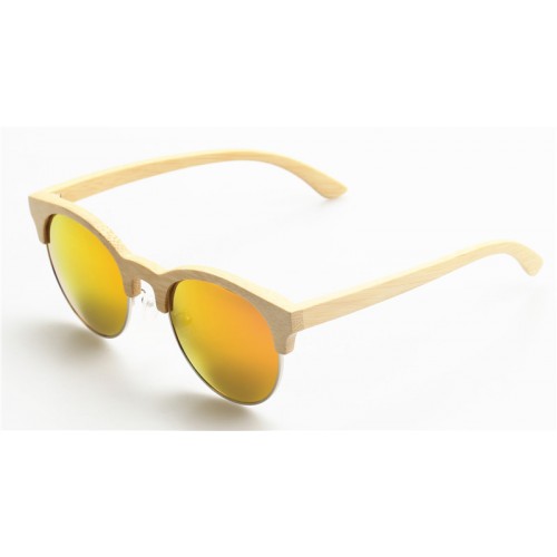 Nature Bamboo Sunglasses Half Rim Metal Ring Glasses Sun IBW-GS009A