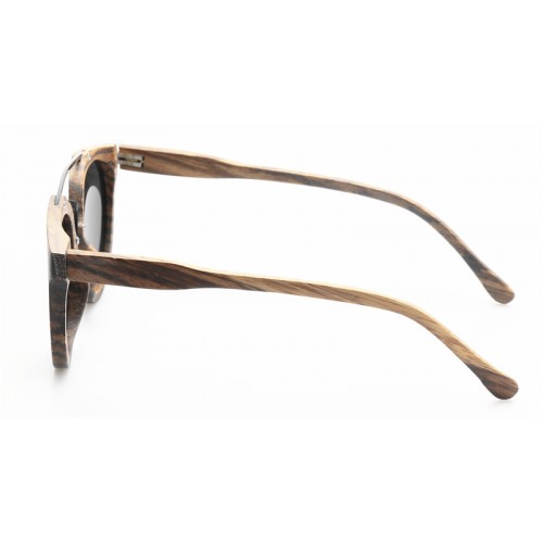 Nature Zebra Wood Metal Bridge Polarized Sunglasses IBW-GS007C