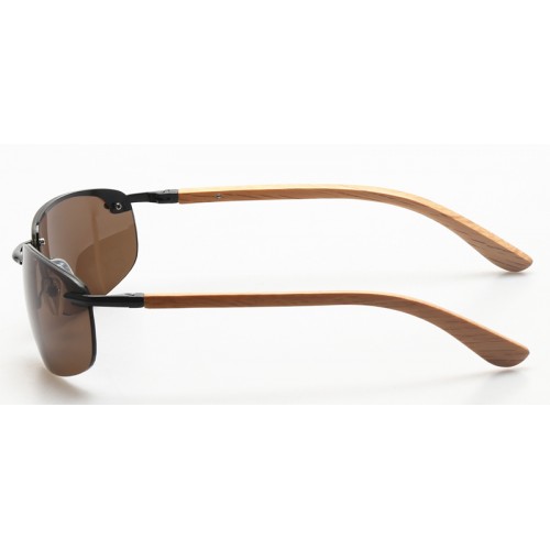 Sport Sunglasses Metal Frame Polarized Wooden Temples IBM-JY006A
